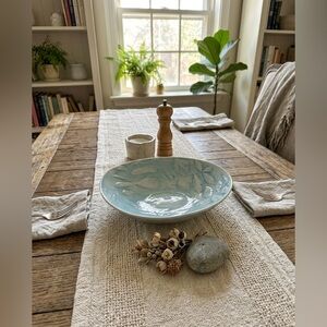 Di Marshall South Africa Blue Leaf Stoneware Oval Bowl